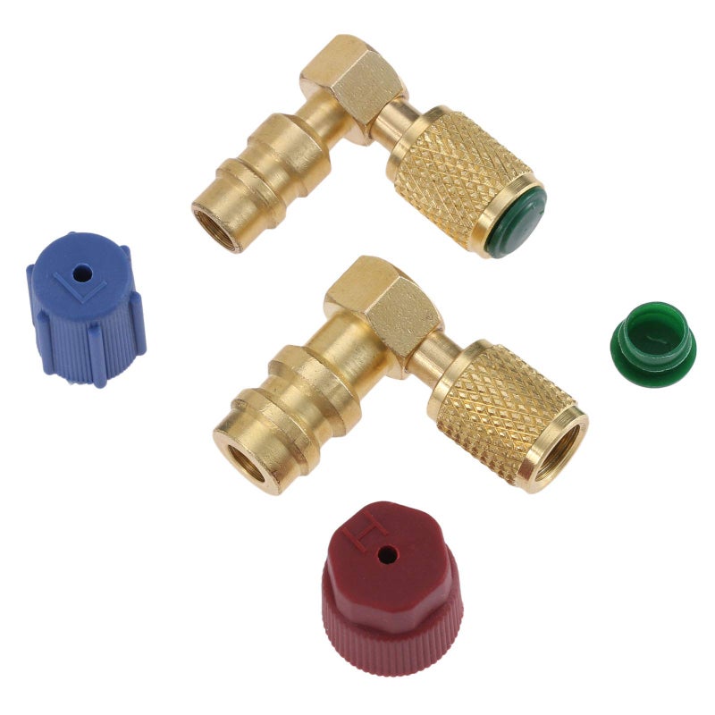 Aupoko R12 to R134 A High/Low AC Fitting Port Retrofit Conversion Adapter, Quick Coupler Valve A/C 90Â° Fitting, High and Low Side R-12 to R-134A Retrofit with 2PC Caps - Image 4